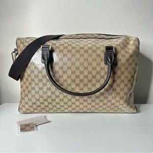 Gucci Crystal Weekender Duffle Travel Bag with strap